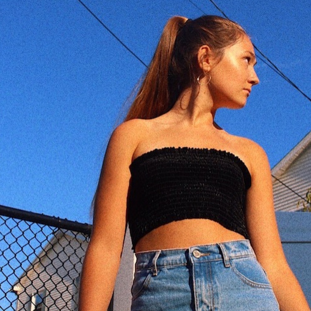Cropped Velvet Tube Top